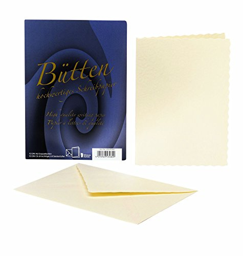 Rössler Bütten Kartenpack | Karten mit Umschlag | Briefpapier | 10 Blanko Karten zum Selbstgestalten in DIN A6 | 10 Briefumschläge DIN C6 | 11 x 1 x 15 cm | 1 Stück | Farbe: Ivory
