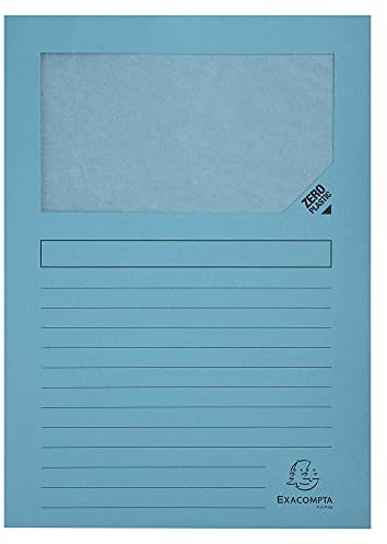 Exacompta 50106E Fenstermappen Packung, 100 Stück, mit Organisationsdruck aus Recycling-Karton 120 g, forever, Din A4, hellblau