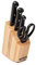 Arcos Conjunto Cuchillos 4 piezas (3 Cuchillos + 1 tijeras). Acero Inoxidable y Hoja mm. 1670 gr. Bloque madera pino. Mango ergonómico polioximetileno POM. Serie Universal. Mayor control. Color negro.