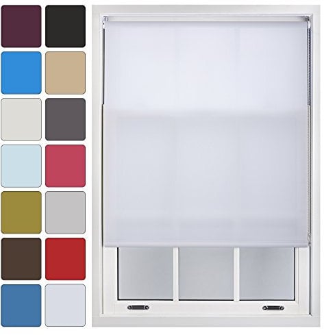 FURNISHED Blinds Window Custom Made to Measure Daylight Roller Blinds - Sheer Non-blackout Blind Opaque Fabric Shades Easy Fit Window Blinds, White up to 60W x 165H cm