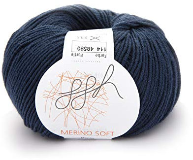 ggh Merino Soft - 100% Schurwolle (Merinowolle - Superwash) - 50g Wolle zum Stricken oder Häkeln/Farbe 114 - Entenblau