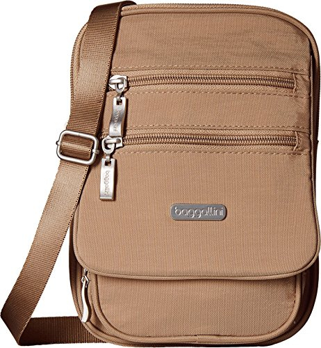 Baggallini Journey Crossbody Bags for Women 9x6 Small Lightweight Nylon Zipped Travel Safe Handbag Phone Passport Purse W/Rfid, Beach