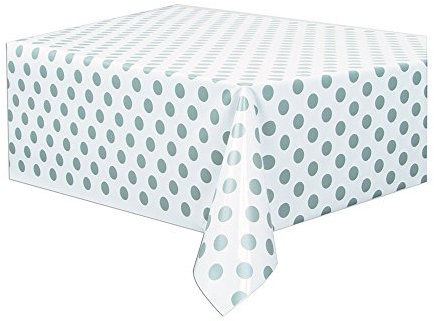 Punktmuster-Kunststoff-Tischdecke - 2,74 m x 1,37 m - Silber