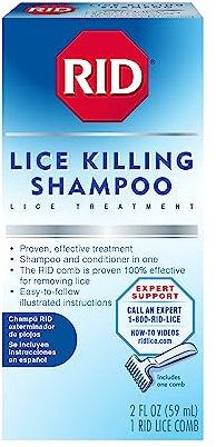 RID Lice Killing Shampoo Proven Effective Head Lice Treatment for Kids and Adults Includes Nit Comb Bottle Ounces, Piece Set, 2 Fl Oz