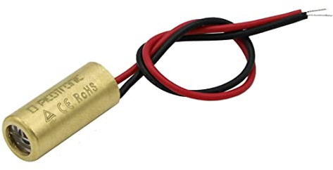 Kreuzlaser, rot, 650 nm, 45 °, 0.75 mW, 3 V DC, Ø9x20 mm, Laserklasse 1, Fokus fixed (100mm), Kabellänge 100 mm - 70124323