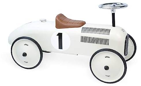 Vilac - Porteur enfant - Ma voiture de course vintage Développe la motricité de votre enfant - Véhicule en métal - A partir de 18 mois - 1102, Nacré