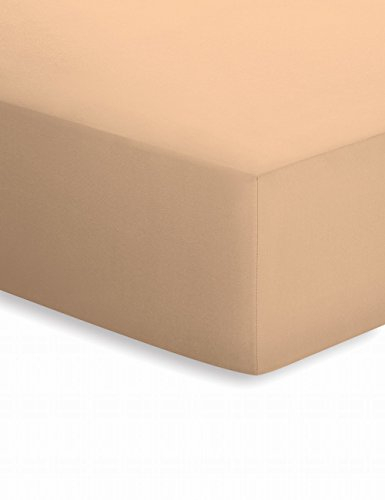 schlafgut Jersey-Elasthan Spannbetttuch, Baumwoll-Mischgewebe, beige, 220 x 125 x 1 cm