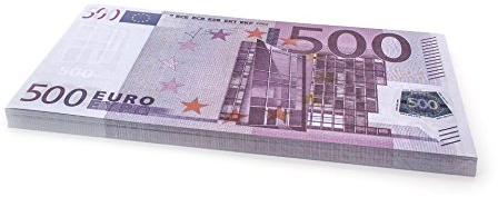 Cashbricks 75 x €500 Euro Spielgeld Scheine - vergrößert - 125% Größe