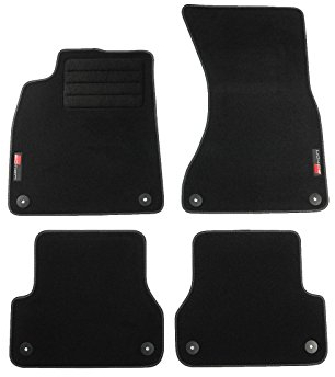 CARMAT Fussmatten mit Logo, Schwarz, Textil mit Latex-Unterseite, 4-teilig, PKW, A6 C7 4G Bj. 2011-