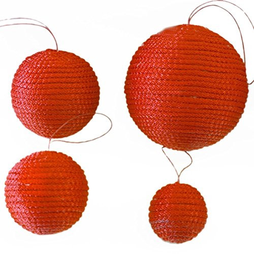 ILSA Set 4 Palline di Natale Fatte a Mano per addobbo Albero Natale 4cm 5cm 7cm 10cm (Rosso)
