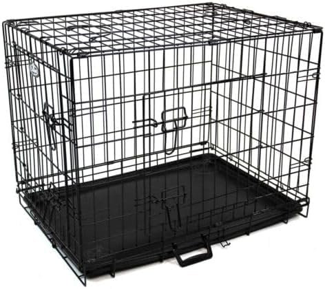 Easipet Large Dog Cage, 106 x 71 x 77 cm, Black Metal with Double Door