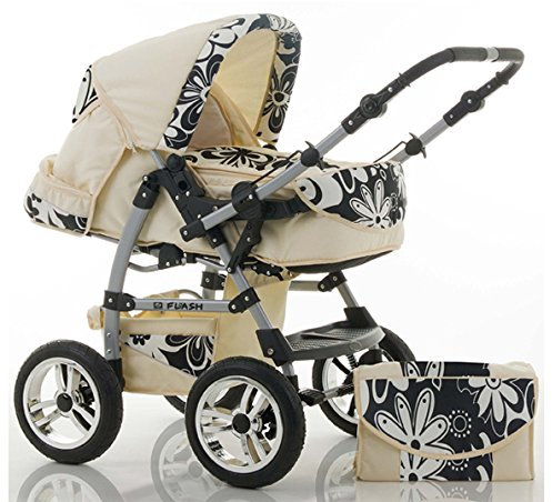 dein_babyladen Kombi-Kinderwagen Flash 2 in 1 inkl. Sportsitz und umfangreichem Zubehör in Pearl-Daisy