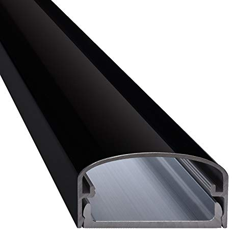 Design Alu Kabelkanal Big Mouth für TV, Beamer etc. - schwarz glänzend (Klavierlackoptik) - Länge 75cm - Platz für viele Kabel - 75 x 5 x 2,6 cm - komplett aus Aluminium