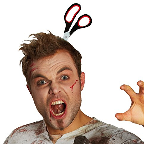 Rubie's Haarreif Schere im Kopf zum Kostüm an Halloween Karneval FaschingMehrfarbig