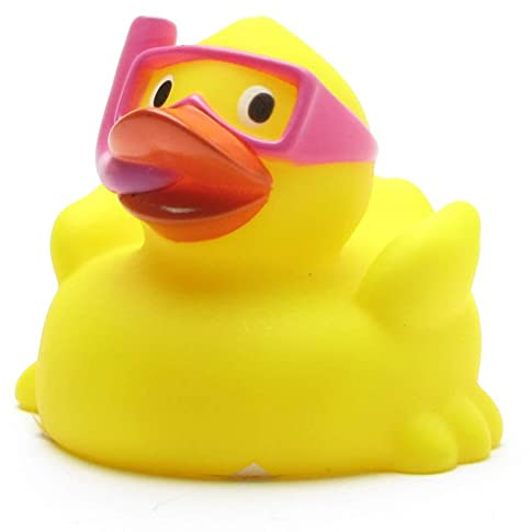 DUCKSHOP I Schnorchel-Badeente pink I Quietscheente I L: 7,5 cm