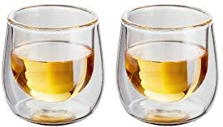 Judge Double Walled Glass Espresso Coffee Shot Cups, Set of 2, 75ml - Vacuum Insulated, Handcrafted Artisan - Strong, Heat Resistant