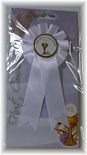 Teefas Gifts C1905v First Holy Communion Rosette. Badge,White