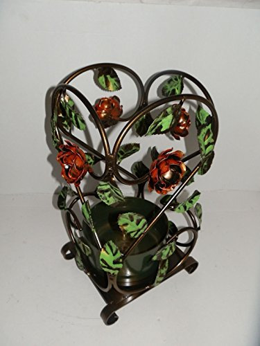 Porte-parapluie en fer forgé avec roses carré pour entrée maison