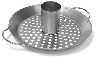 Charcoal Companion Wok und vertikaler Geflügelrost in einem Edelstahl, silber, 7.7 x 31.19 x 30.89 cm, CC3097