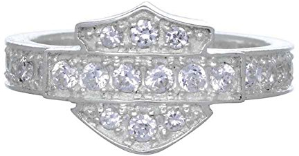 Harley-Davidson Women's Ring, Silver Bling Bar & Shield Band, Silver HDR0159