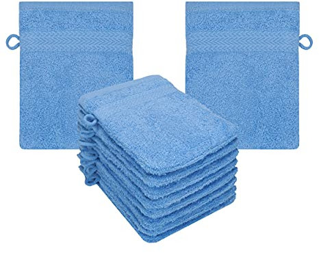 Betz Premium Lot de 10 Gants de Toilette en éponge lavettes pour Le Visage en 100% Coton Gant de Toilette pour bébé Couleur Bleu Clair