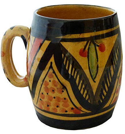 Simandra Tasse en céramique Mug marocain à café thé, peinte à la main de décorations et de couleurs variées -petit Couleur jaune