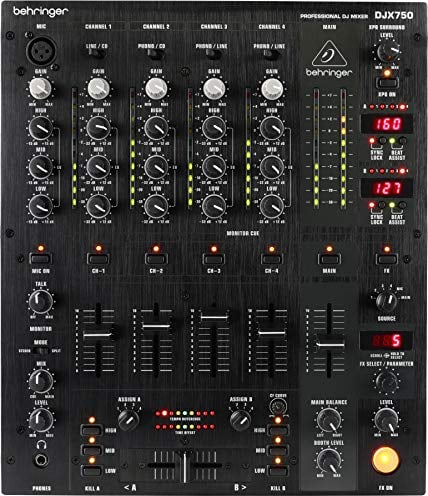 Behringer PRO MIXER DJX750 Professioneller 5-Kanal-DJ-Mixer mit fortschrittlichen Digitaleffekten und BPM-Zähler