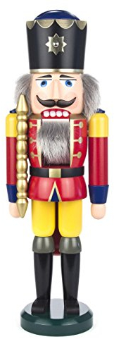 Seiffener Volkskunst | Nussknacker aus dem Erzgebirge | König mit Zepter 39 cm | Nussknackerfigur Deko Figur | Original Erzgebirgische Volkskunst | 11201/1 | rot