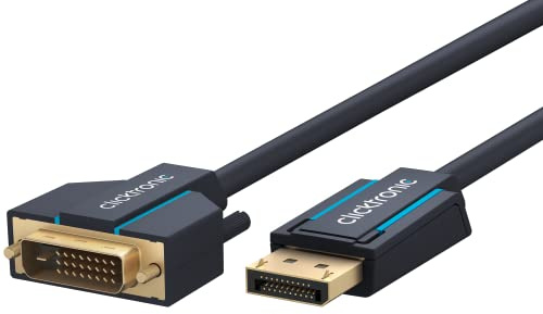 Clicktronic DisplayPort / DVI-D Adapterkabel / Full HD 1080p (60 Hz) / DisplayPort-Stecker > DVI-D-Stecker Dual-Link (24+1 pin) / Monitorkabel mit vergoldeten Steckern / 2 Meter