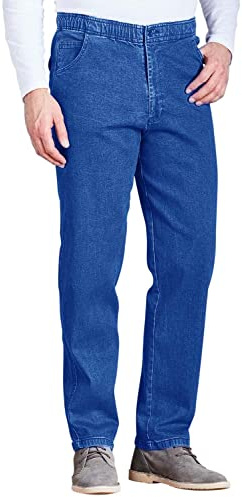 Chums Men's Elastic Waist Denim Jean in Stretch Fabric | Comfortable, Durable and Stylish Pants, 4 Pockets Including Coin Slot & Rear Buttoned Pocket