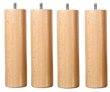 Hévéa Sélection Jeu de 4 Pieds Bois Naturel Hauteur 25 cm