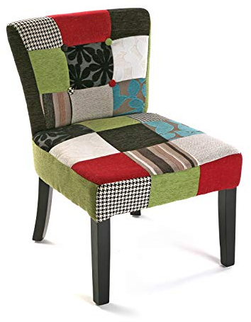 Versa Green Patchwork Essensstuhl, Bunt, Maßnahmen (H x L x B) 73 x 64 x 50 cm, Baumwolle und Holz, Farbe: Verde