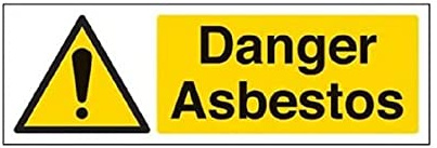 V Safety Danger Asbestos Warning Sign - 300mm x 100mm - 1mm Rigid Plastic