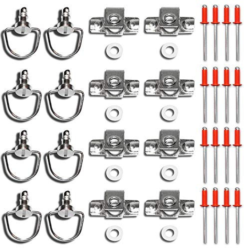 Racefoxx Set da 8 chiusure rapide da 17 mm, con piastre per rivetti, di colore argentato