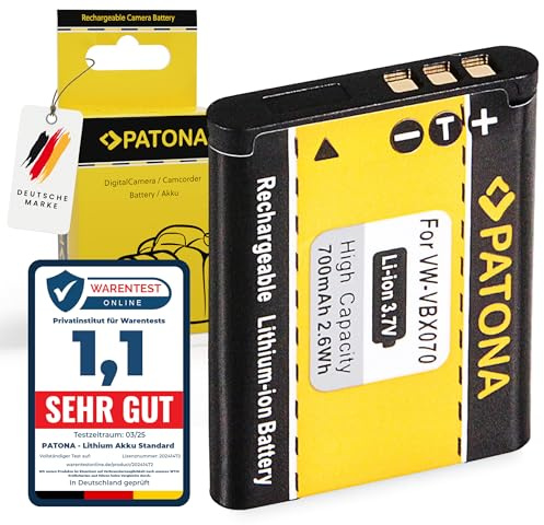 PATONA Battery replacement for Panasonic VW-VBX070, Toshiba PX1686, Sanyo DB-L80, Pentax D-Li88
