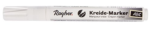 Rayher Kreidemarker, weiß, Keilspitze 2-6 mm, 38830102 | Kreidestift, für glatte Oberflächen, Flüssigkreide auf Wasserbasis, feucht abwischbar, in verschiedenen Farben erhältlich