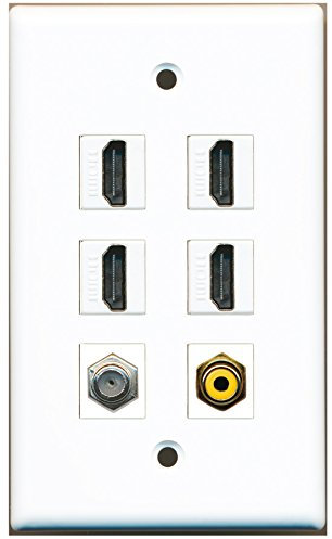 Riteav – 4 porta HDMI 1 RCA giallo 1 cavo coassiale tv- F-Type parete piastra