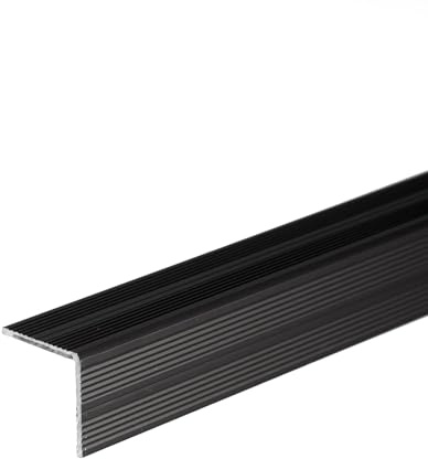 IANPAV SELF-Adhesive ANODISED Aluminium Anti Non Slip Stair Edge Nosing Trim 900mm x 25mm x 25mm A40, Black