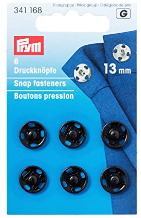Prym Schaltflächen, Metal, Schwarz, 13 mm Größe, 6