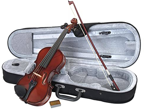Classic Cantabile Student Violinenset 1/4 (Einsteiger/Schülerinstrument, Geige, Boden & Zargen aus Ahorn, Massive Fichtenholz Decke, Ahorn Steg, Inkl. Etui, Bogen und Kolofonium)