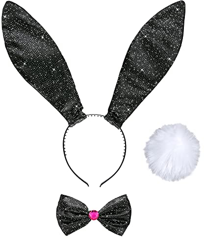 W WIDMANN MILANO Party Fashion - Verkleidungsset Hase, Haarreifen mit Ohren, Fliege, Hasenschwänzchen, Bunny, Tierkostüm