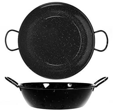 VAELLO Valenciana Honda Chimney Panel Enamelled Steel Sling Pan, 28 Cm Chimenea Acero Esmaltado, Negro, 28 Centimeters cm