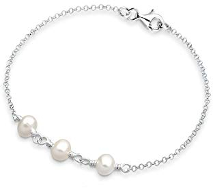 Elli Armband Damen edel klassisch mit Süßwasserperlen in 925 Sterling Silber