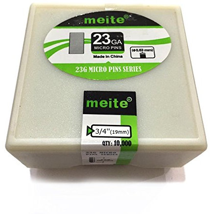 meite 23 Gauge Pin Nails, 19 mm Micro Headless Brad Nails for Pin Nailer - Galvanised Pins Nail Gun Nails, Ideal for Fine Woodworking and Trim Work (10,000 Counts)