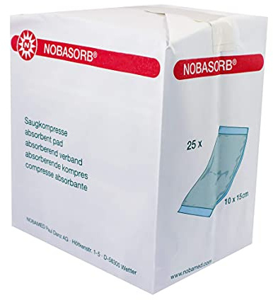Noba Saugkompressen, unsteril, Kompressen, Wundauflagen, 10 x 15 cm, 25 Stück