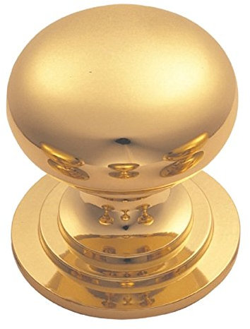 Fingertip Design Premium Quality Solid Victorian Cabinet/Cupboard Door Knob - Polished Brass (38mm (1.5))