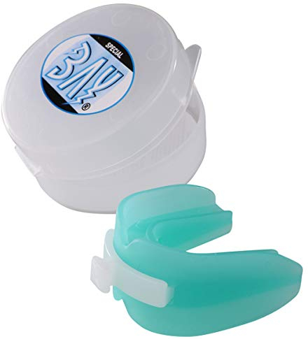 BAY® CE DOPPEL TÜRKIS GRÜN Green Sport Zahnschutz mit Hygiene Box Dose, CE GEPRÜFT, Mundschutz, Junioren, Senioren, mit Deutscher Anleitung, Double Oben und Unten Ober- und Unterkiefer Zahnschützer