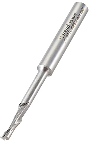 Trend Professional Helical Plunge Router Cutter Bit, 8mm Shank, 5mm Cut Diameter, Narrow Extended Neck, High Speed Steel, 50/17X8MMHSSE