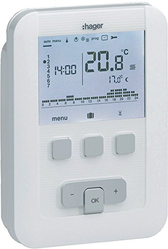 Hager EK520 Thermostat d’Ambiance programmable à Piles
