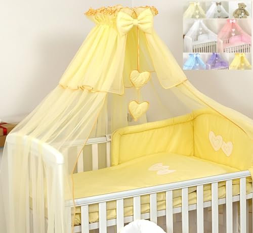 Himmel Moskitonetz 480cm Baldachin für Baby Babybett Betthimmel Herzen Chiffon Chiffonhimmel Gelb
